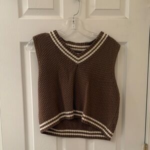 Brown V-Neck Sweater Vest